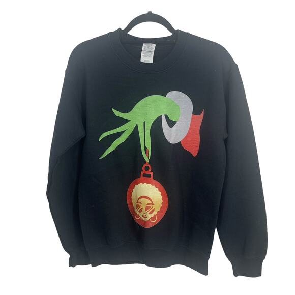 Graphic Grinch Hand Ornament Christmas Black Women’s Sweatshirt Size Small S - Picture 5 of 8